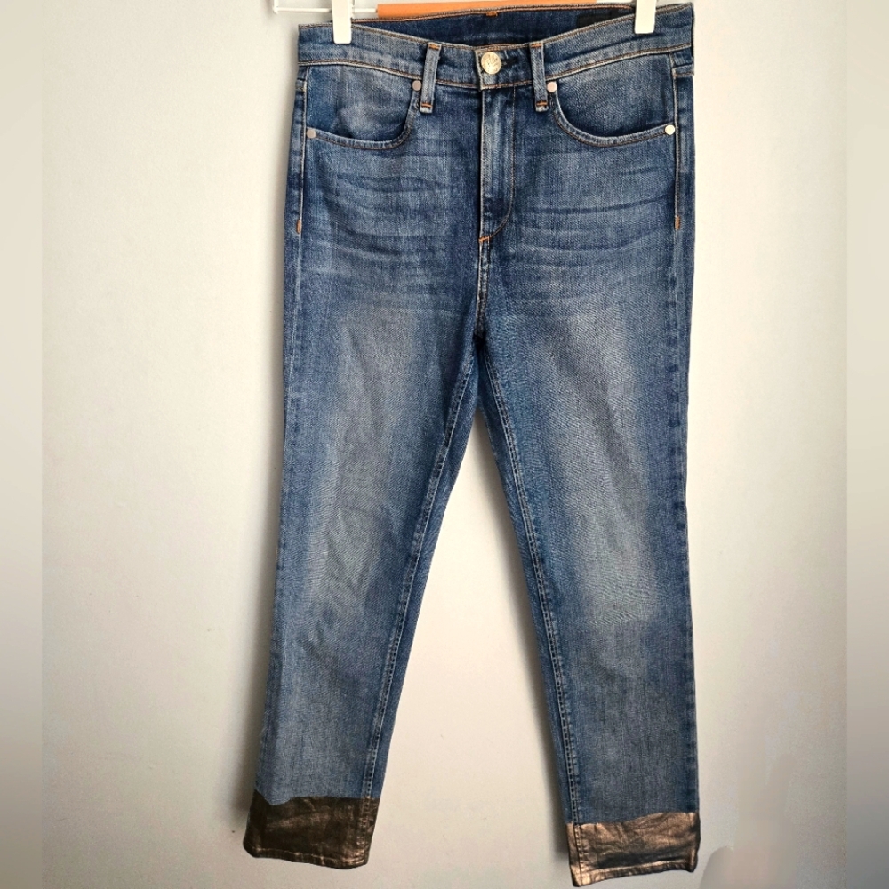 rag & bone Stylish Blue Jeans with Metallic Color Hem